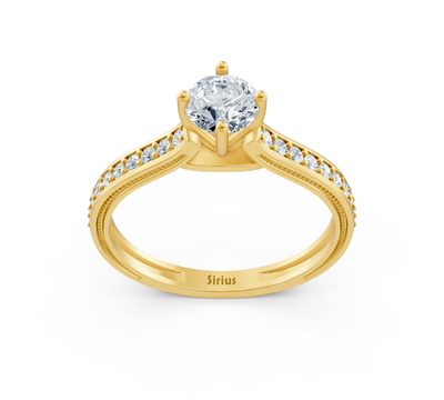 Bague solitaire élégante avec diamants cultivés en laboratoire en or jaune 14 carats