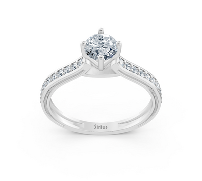 Elegant solitaire ring with lab-grown diamonds in 14K white gold