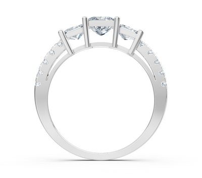 Elegant white gold ring with princess and round lab-grown diamond – 0.63 ct