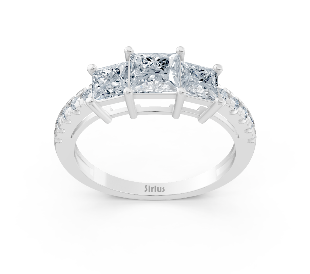Elegant white gold ring with princess and round lab-grown diamond – 0.63 ct