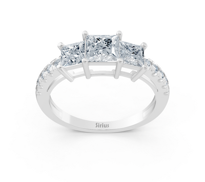 Elegant white gold ring with princess and round lab-grown diamond – 0.63 ct