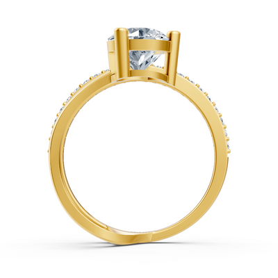 Modern "Toi et Moi" ring made of yellow gold with lab diamonds