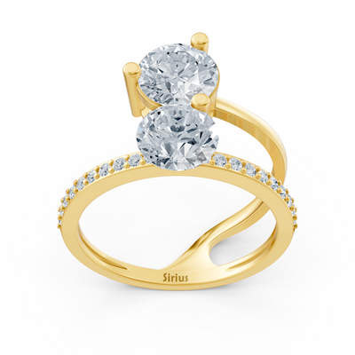 Modern "Toi et Moi" ring made of yellow gold with lab diamonds