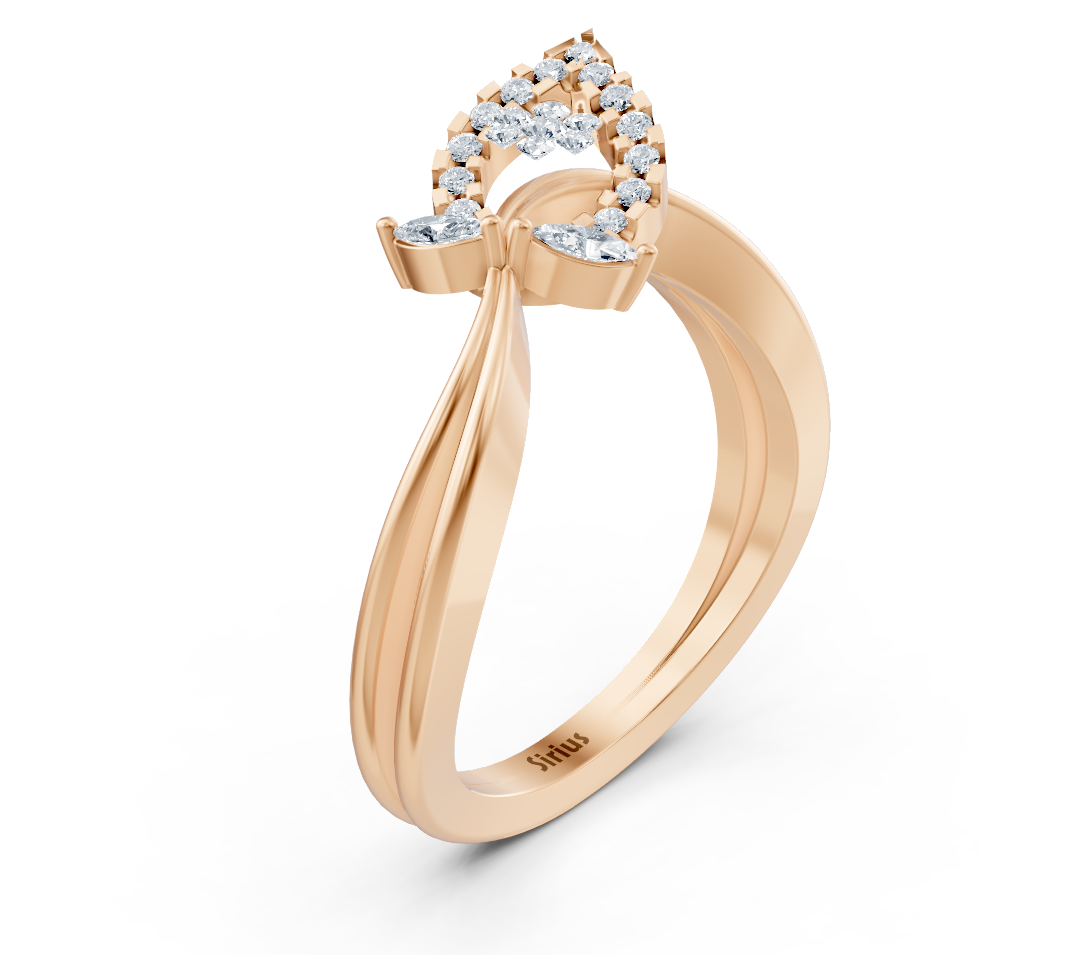 Bague en Or Rose avec diamants ronds et marquise en forme de goutte – Bijoux haut de gamme de Rosy Lab Diamonds