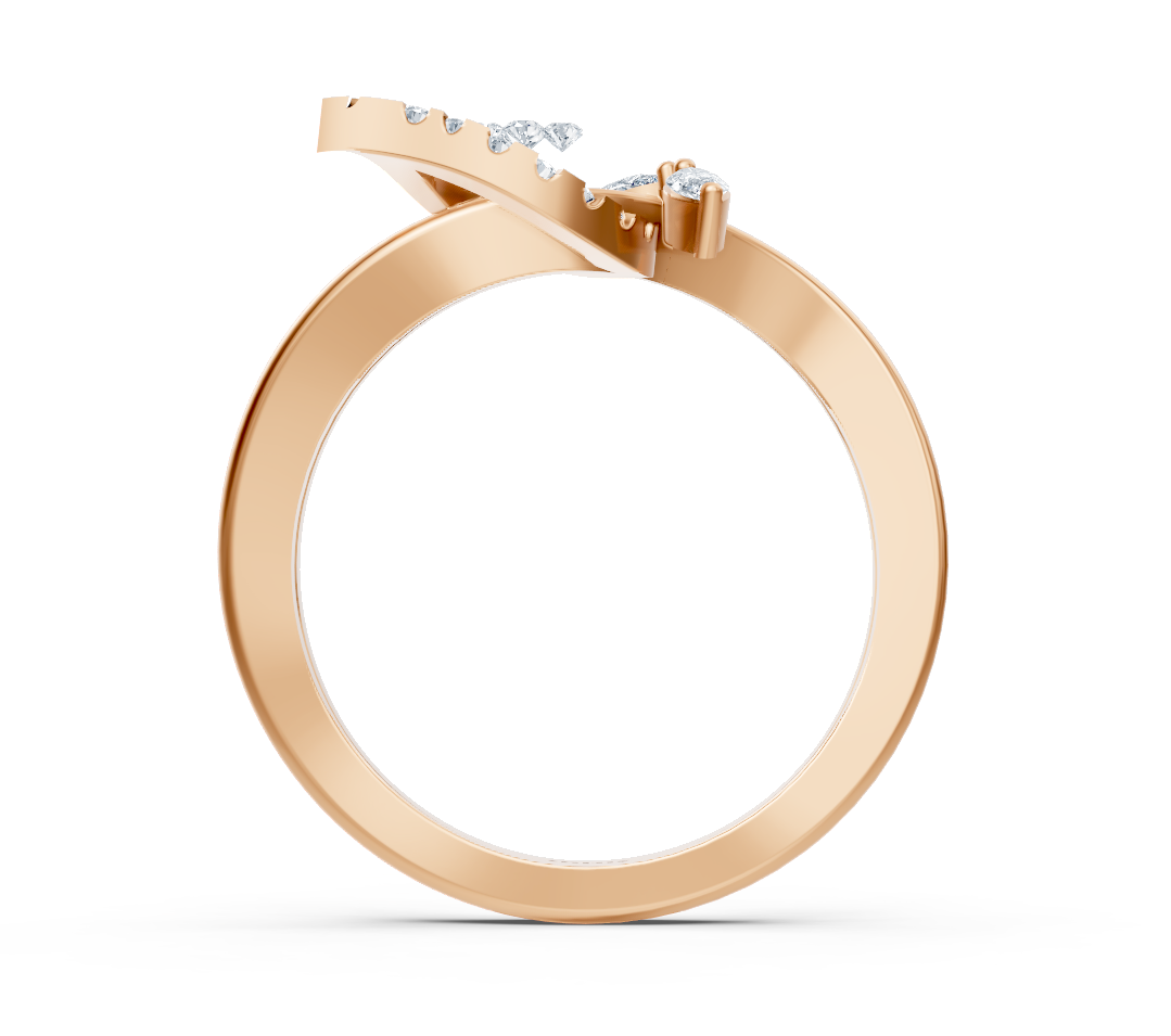 Bague en Or Rose avec diamants ronds et marquise en forme de goutte – Bijoux haut de gamme de Rosy Lab Diamonds