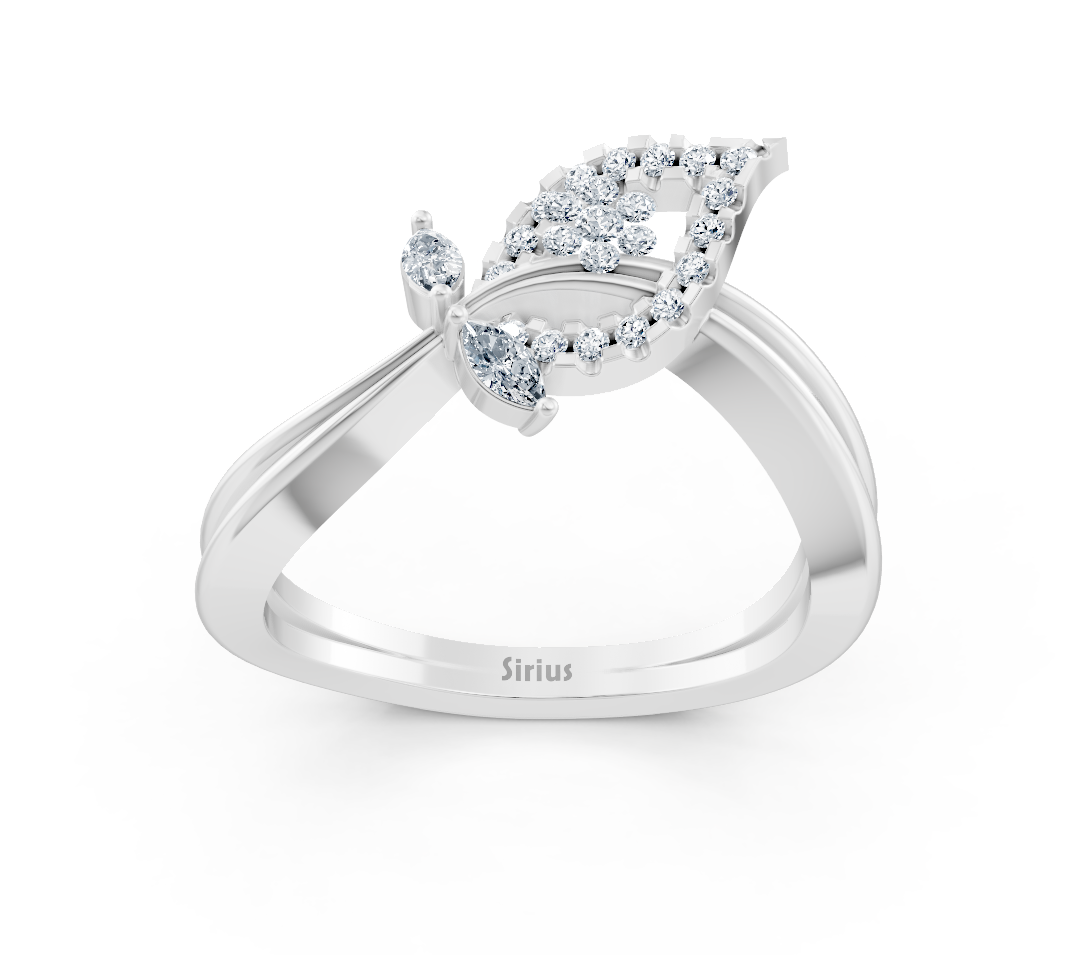 Bague en Or Blanc avec diamants marquise et ronds en forme de goutte – Bijoux haut de gamme de Rosy Lab Diamonds