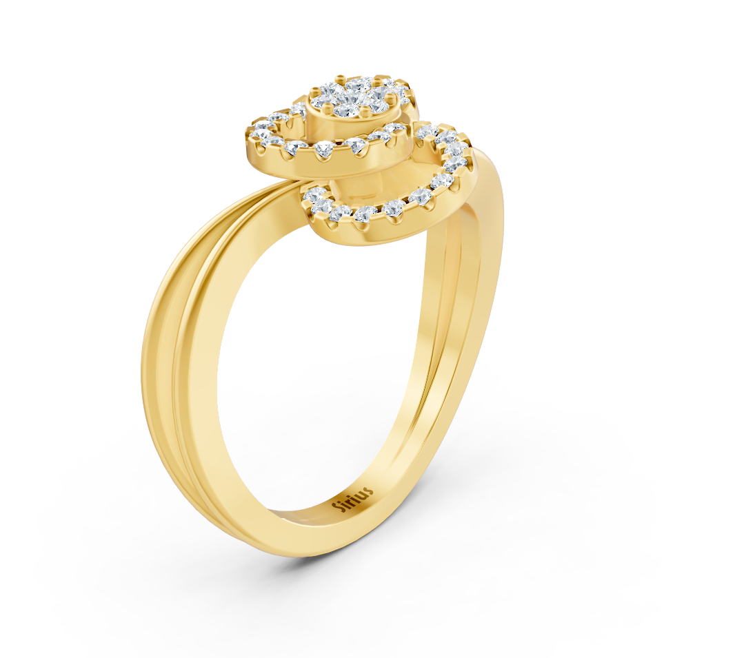 Yellow Gold ring with a double-loop design and lab-grown diamonds – high-quality Jewelry from Rosy Lab Diamonds