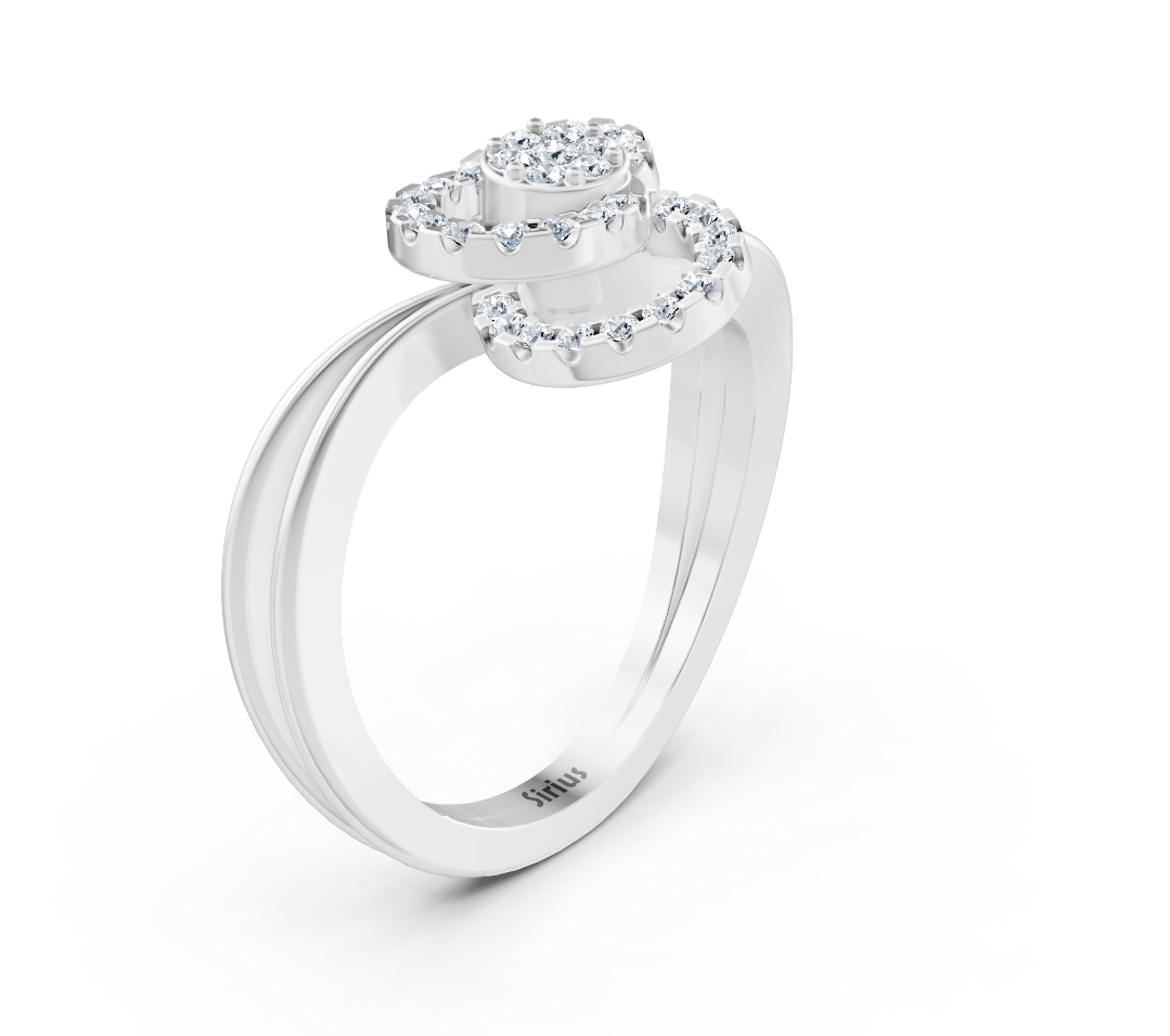 White Gold ring with a double-loop design and lab-grown diamonds - high-quality Jewelry from Rosy Lab Diamonds