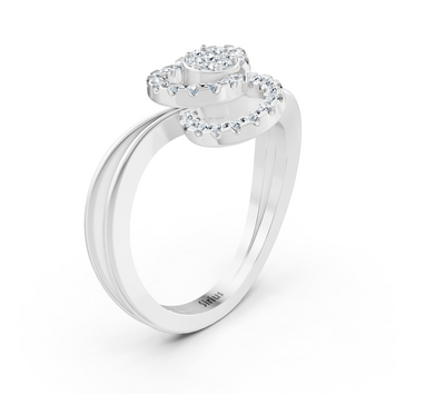 Weißgold-Ring mit doppelter Schleifenform und Labordiamanten