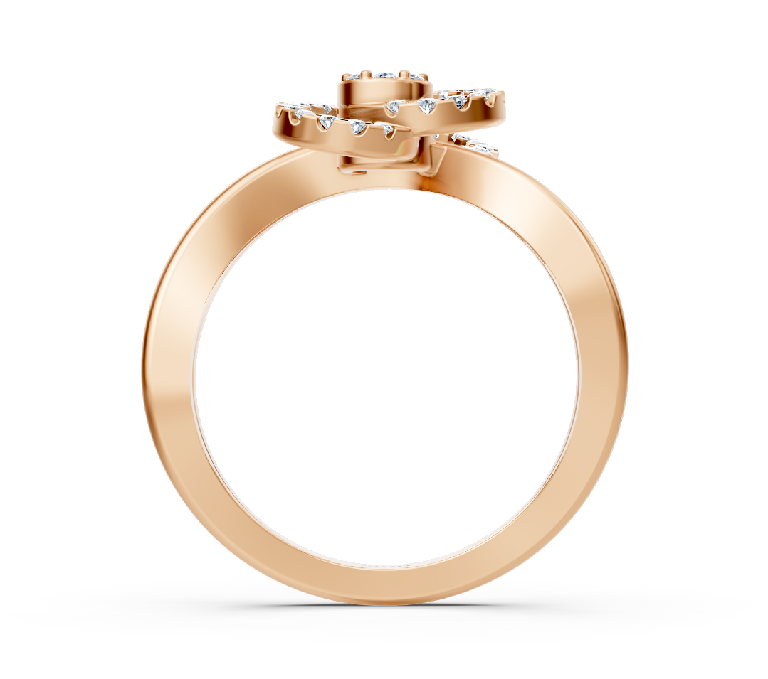 Rose gold ring with double bow shape and lab diamonds