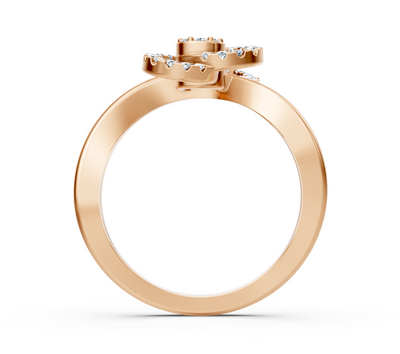 Rose gold ring with double bow shape and lab diamonds