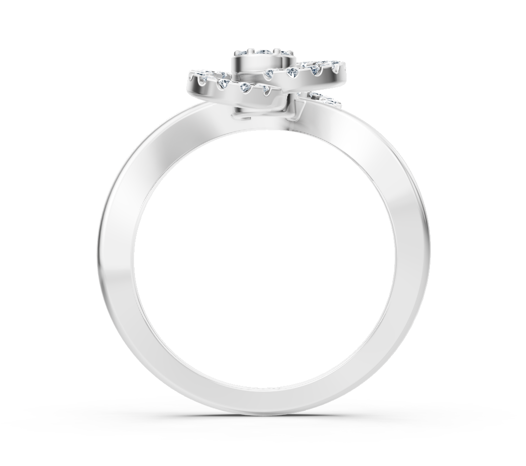 White Gold ring with a double-loop design and lab-grown diamonds - high-quality Jewelry from Rosy Lab Diamonds