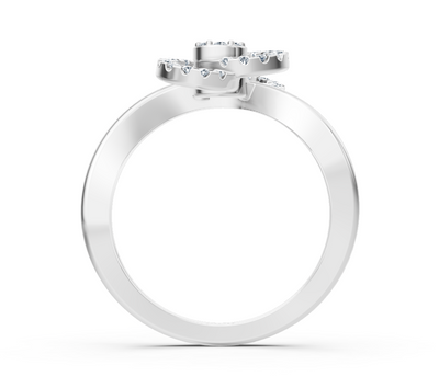 Weißgold-Ring mit doppelter Schleifenform und Labordiamanten