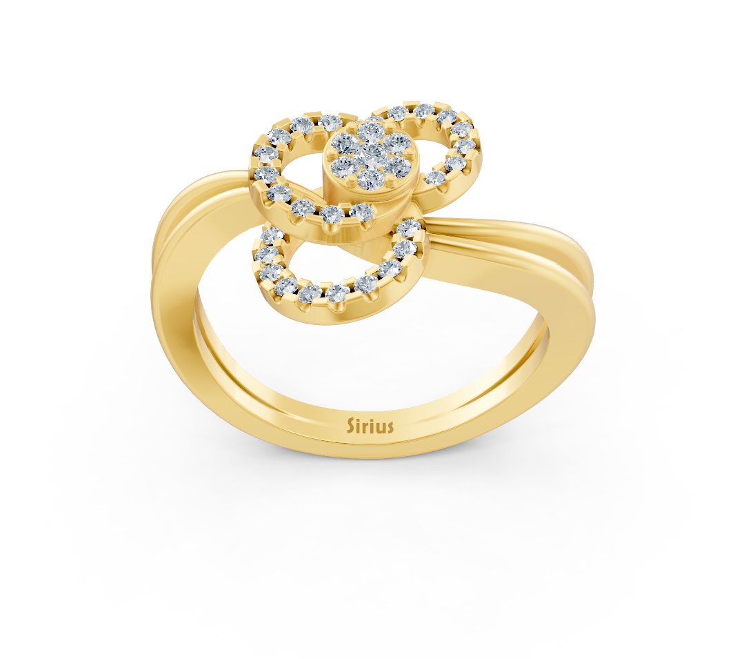Yellow Gold ring with a double-loop design and lab-grown diamonds – high-quality Jewelry from Rosy Lab Diamonds