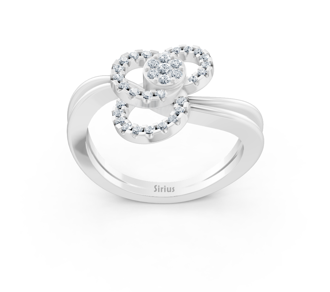 White Gold ring with a double-loop design and lab-grown diamonds - high-quality Jewelry from Rosy Lab Diamonds