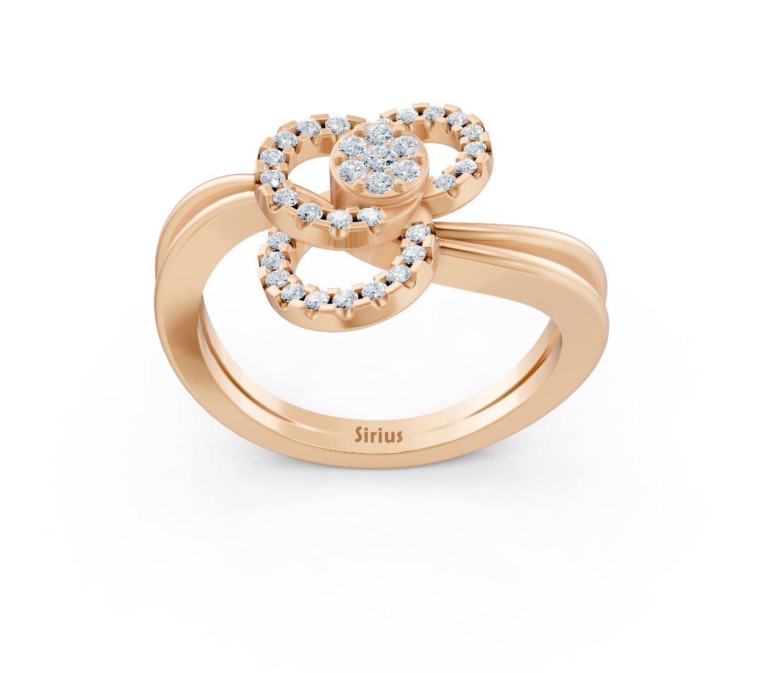 Rose gold ring with double bow shape and lab diamonds