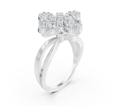 Weißgoldring mit Diamanten in Schleifenform