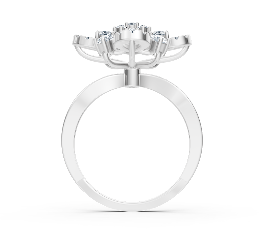 Fiyonk şeklinde pırlantalı beyaz altın yüzük - Rosy Lab Diamonds’tan yüksek kaliteli Mücevher