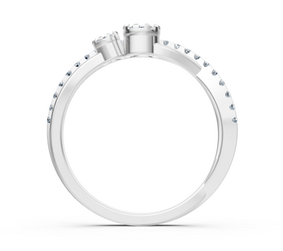 Asymmetric white gold ring with round-cut lab diamonds