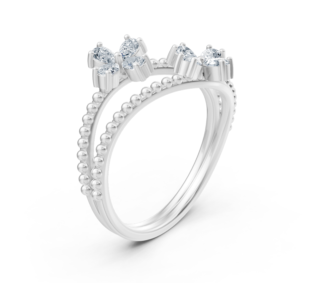 Ring mit Diamant & Labordiamanten in 14K Weißgold | Rosy – hochwertiger Schmuck von Rosy Lab Diamonds