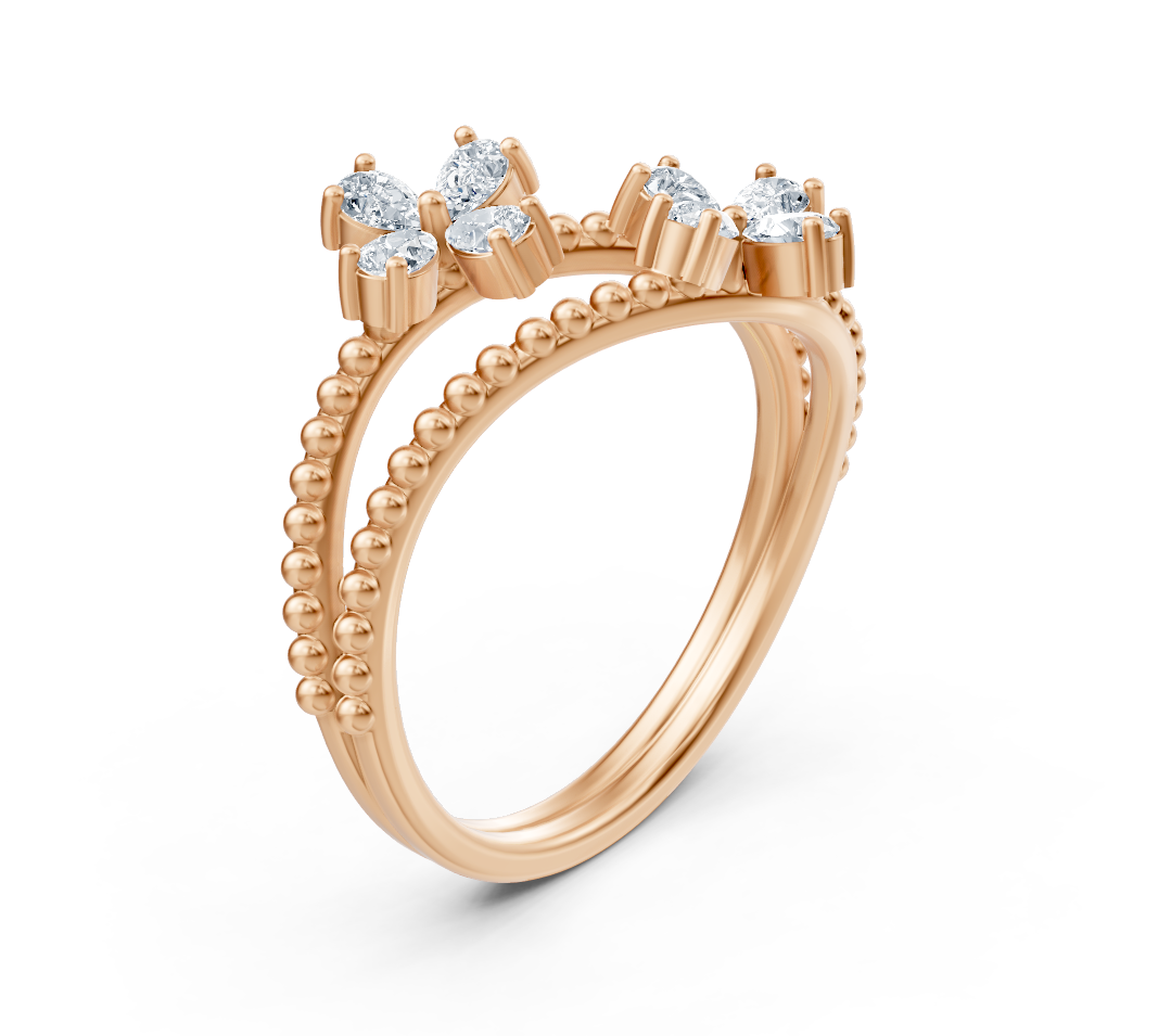 Roségoldener Doppelring mit Pear-Labordiamanten - hochwertiger Schmuck von Rosy Lab Diamonds