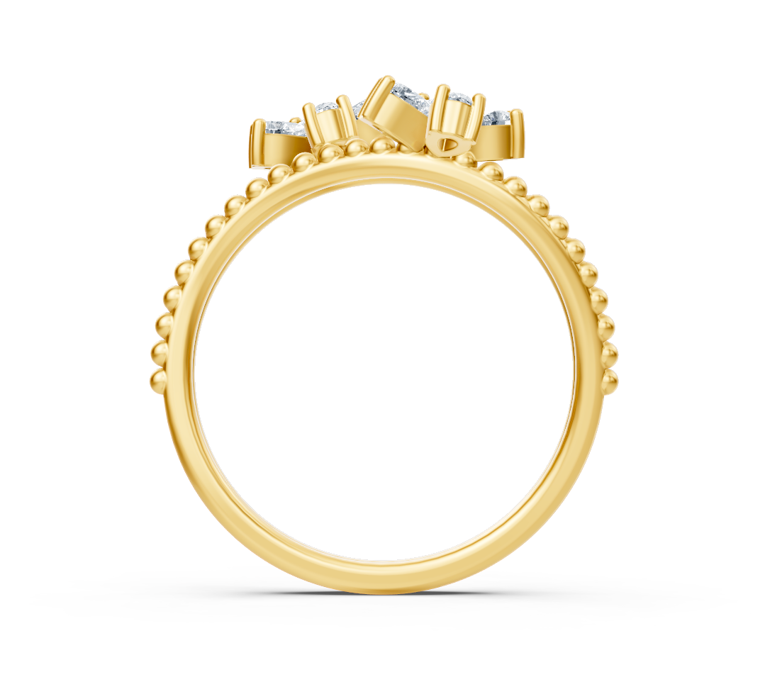 Yellow gold double ring with pear lab diamonds