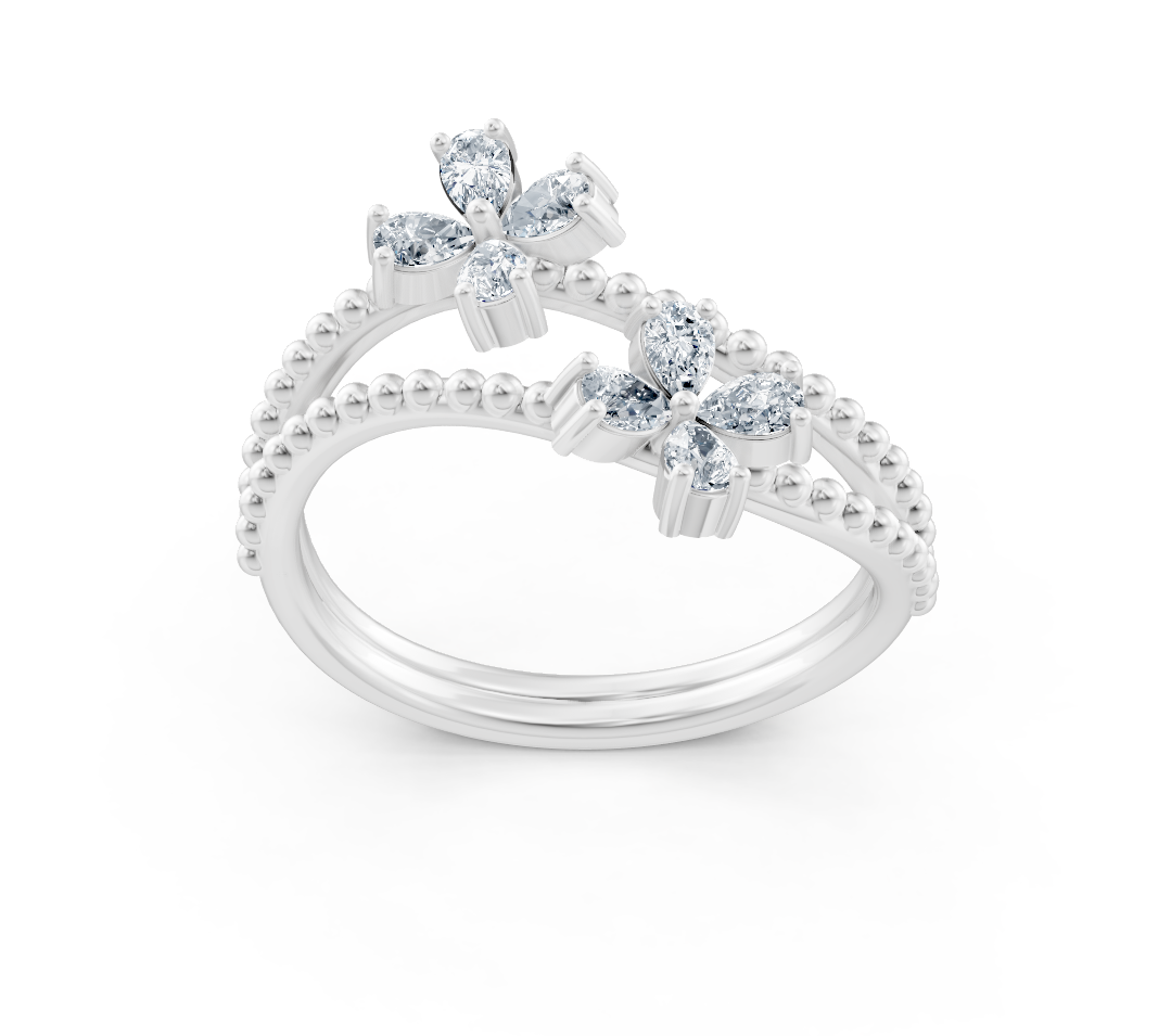 Ring mit Diamant & Labordiamanten in 14K Weißgold | Rosy – hochwertiger Schmuck von Rosy Lab Diamonds
