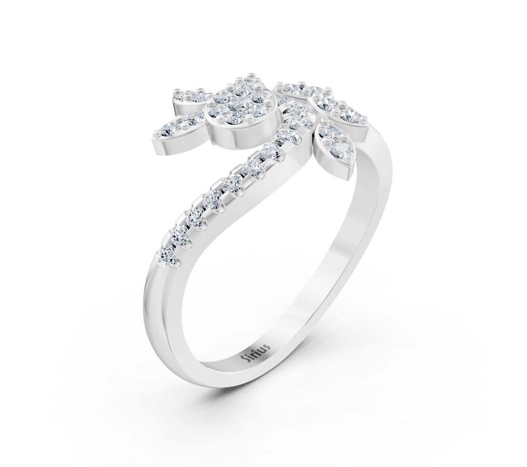 Weißgold-Ring mit floralen runden Diamanten