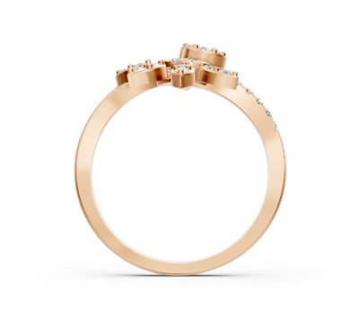 Rose gold ring with round diamonds in floral composition