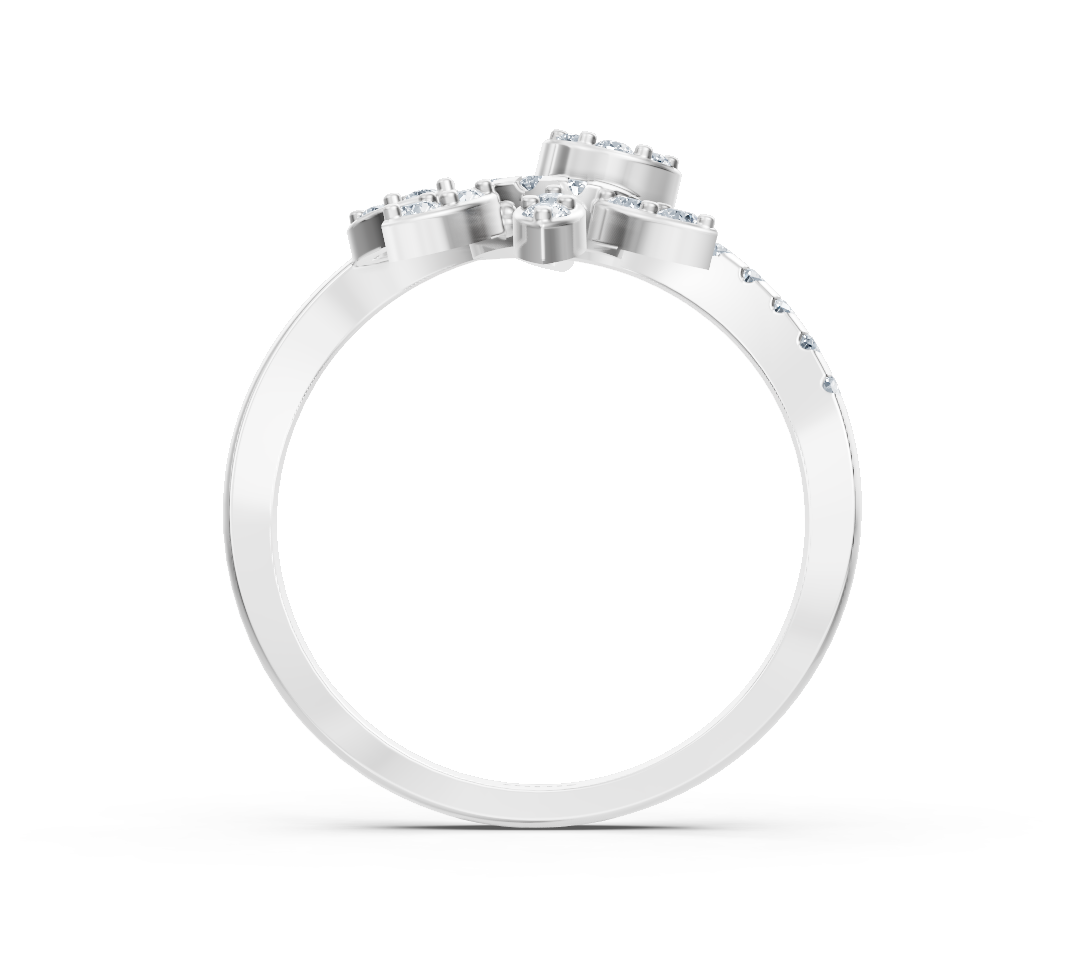 Weißgold-Ring mit floralen runden Diamanten