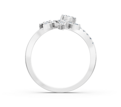 Weißgold-Ring mit floralen runden Diamanten