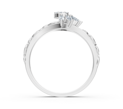 Weißgoldener Ring mit floralen Ornamenten und Labordiamanten