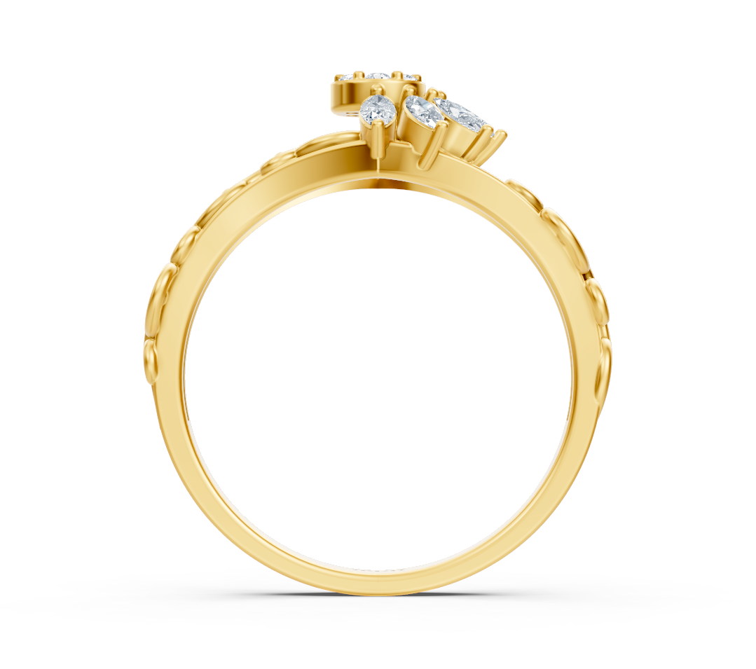 Bague en or jaune ornée de motifs floraux et de diamants de laboratoire – Bijoux haut de gamme de Rosy Lab Diamonds