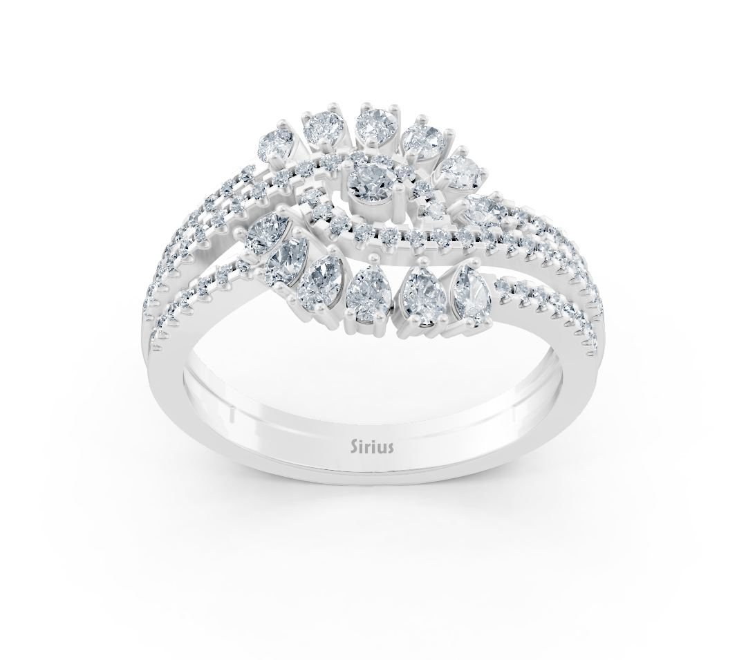 White gold ring with lab-grown diamonds in a luxurious design – high-quality Jewelry from Rosy Lab Diamonds
