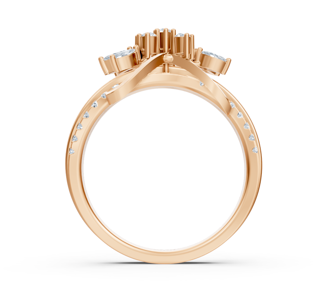 Rose gold ring with marquise-cut and round lab-grown diamonds – high-quality Jewelry from Rosy Lab Diamonds