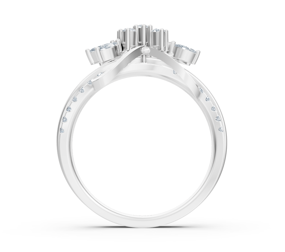 Weißgoldring mit marquise- und runden labordiamanten