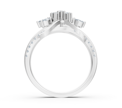 Weißgoldring mit marquise- und runden labordiamanten
