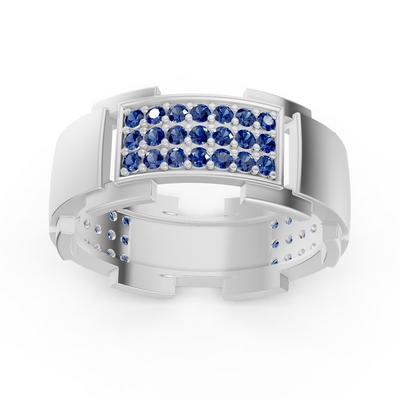 14 Karat White Gold Design Wedding Ring with Diamonds - Sapphire
