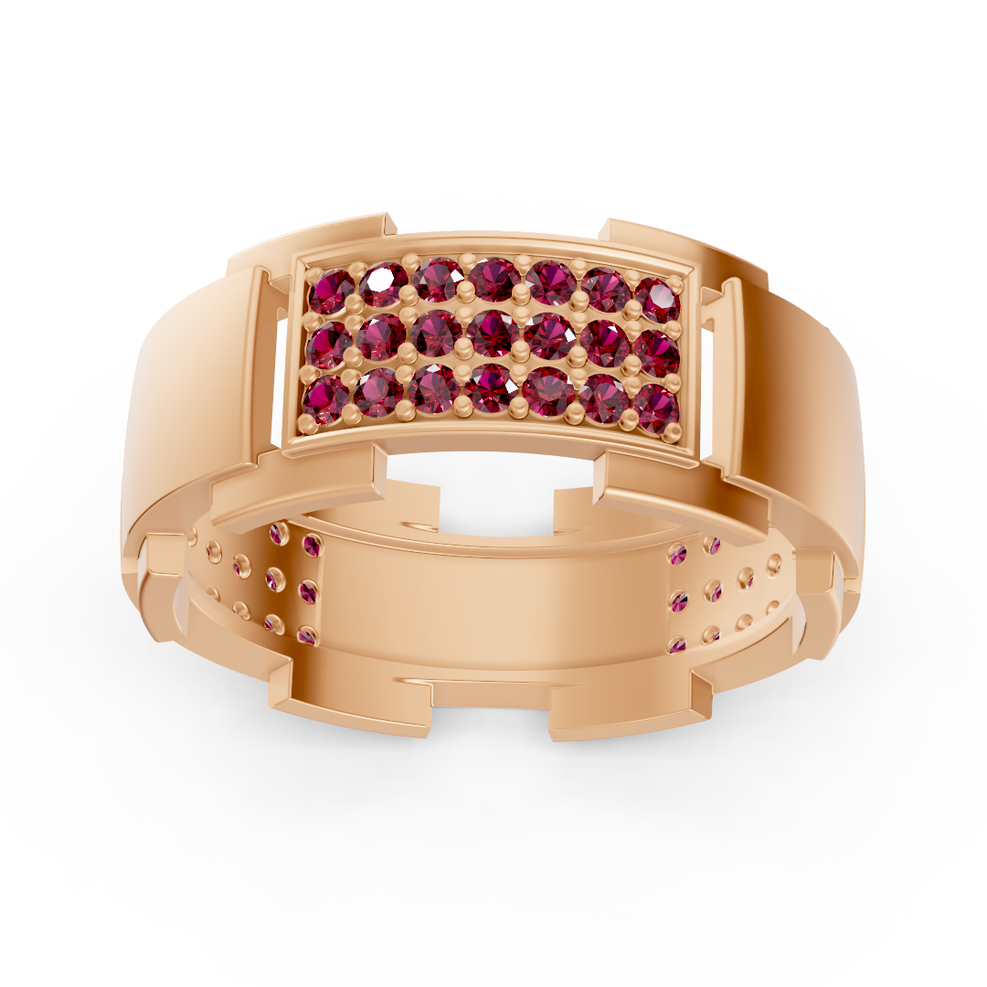 14 Karat Rose Gold Design Wedding Ring with Diamonds - Ruby