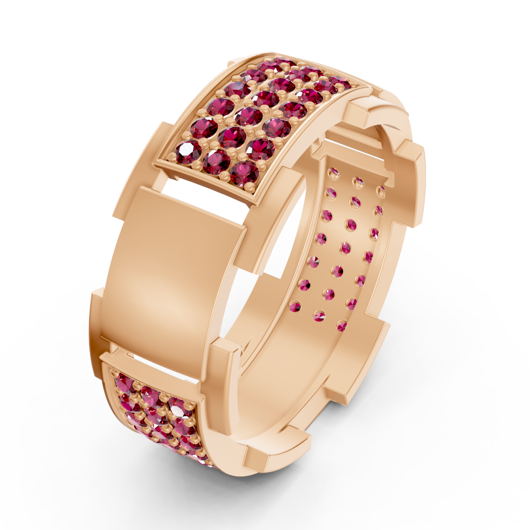 14 Karat Rose Gold Design Wedding Ring with Diamonds - Ruby