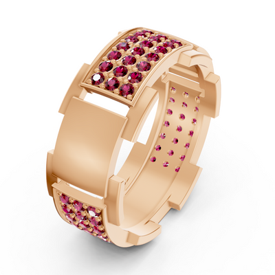 14 Karat Rose Gold Design Wedding Ring with Diamonds - Ruby