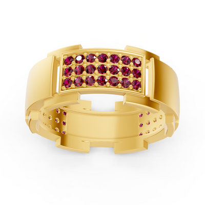14 Karat Yellow Gold Design Wedding Ring with Diamonds - Ruby