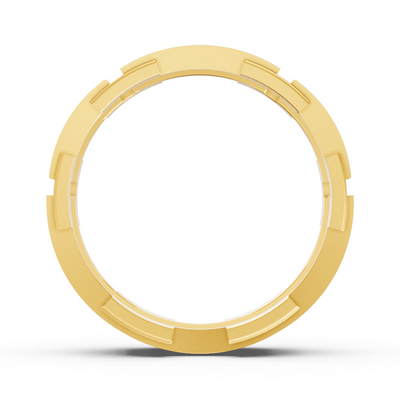 14 Karat Yellow Gold Design Wedding Ring with Diamonds - Emerald