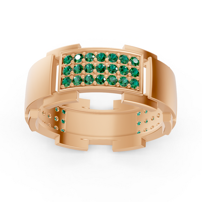 14 Karat Rose Gold Design Wedding Ring with Diamonds - Emerald