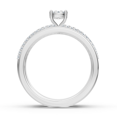 Verlobungsring-Set mit Mittelstein – 14K Weißgold