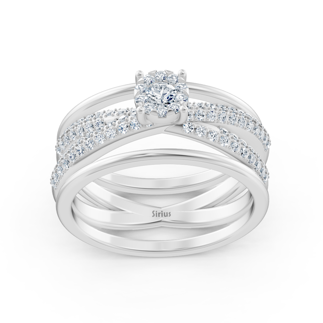Ring mit Diamant & Labordiamanten in 14K Weißgold | Rosy – hochwertiger Schmuck von Rosy Lab Diamonds