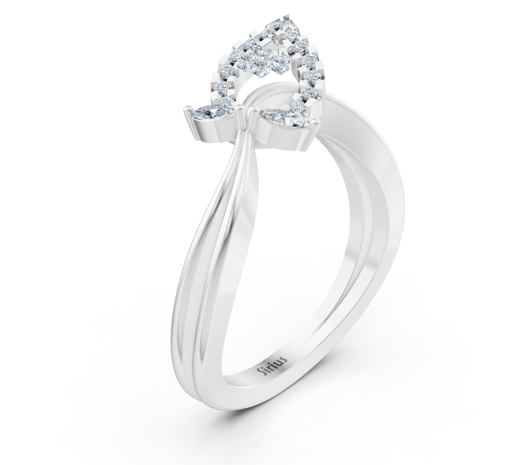 Bague en Or Blanc avec diamants marquise et ronds en forme de goutte – Bijoux haut de gamme de Rosy Lab Diamonds