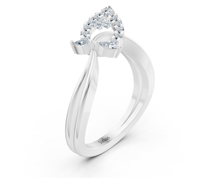 Weißgold-Ring mit Marquise- und Runddiamanten in Tropfenform