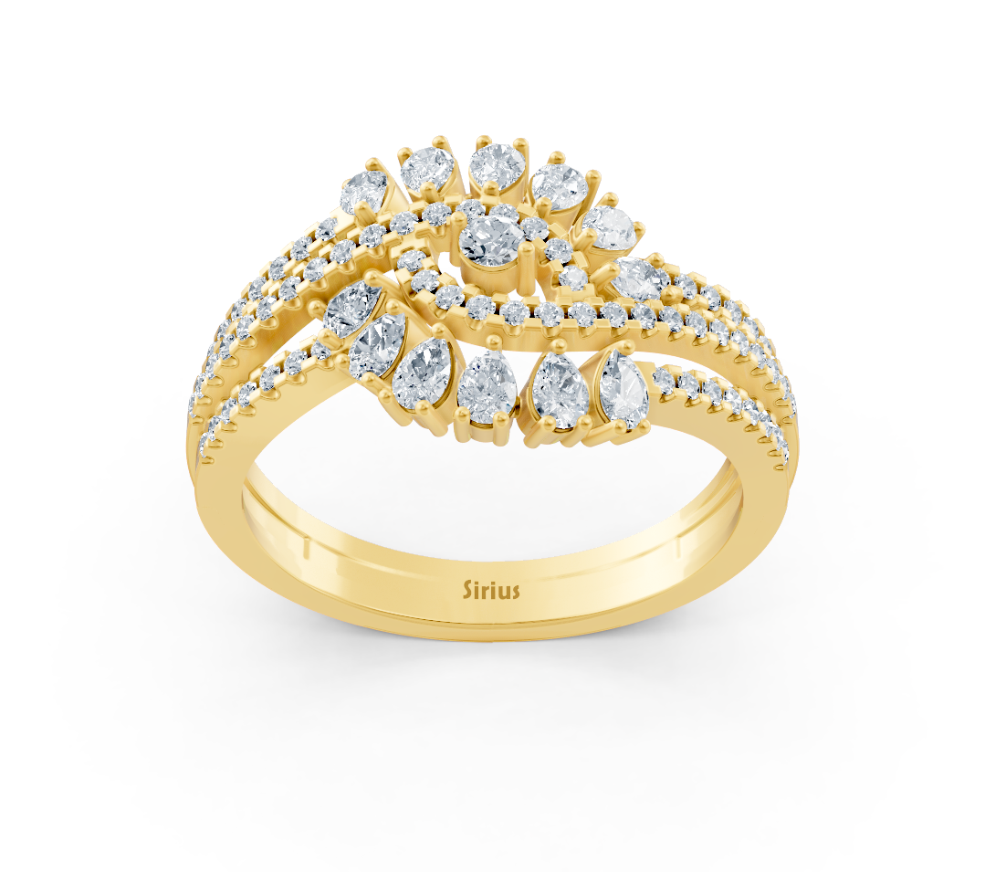 Yellow gold ring with lab-grown diamonds in a luxurious design - high-quality Jewelry by Rosy Lab Diamonds