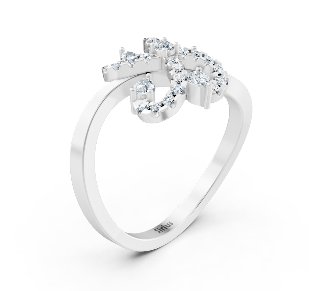 White gold letter ring “D” with lab-grown diamonds – high-quality Jewelry from Rosy Lab Diamonds